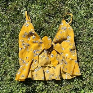 Yellow floral crop top